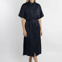 Dreimaster Damen Kleid Kurzarm Maxi