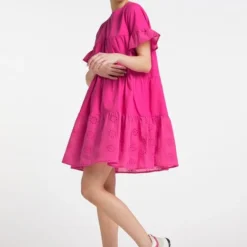 MyMO Damen Kleid Mit Lochspitze